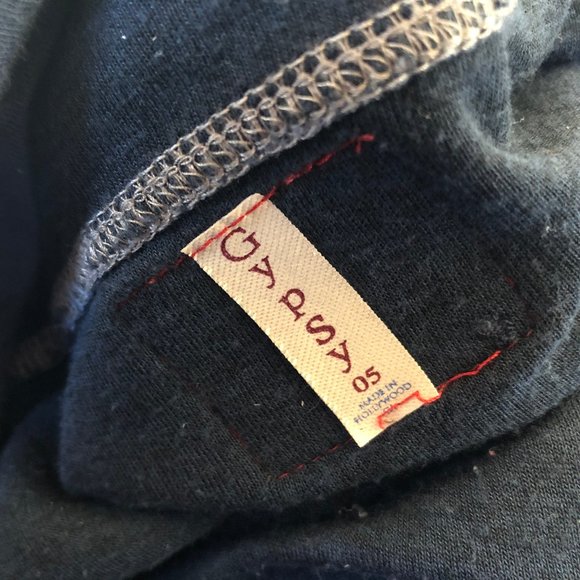 Gypsy Blue Tunic Top Long Sleeve Cowl Neck Pouch Pocket Made in Hollywood - Picture 7 of 12